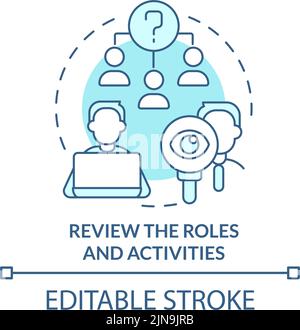 Review roles and activities turquoise concept icon Stock Vector