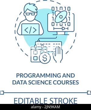 Programming and data science courses turquoise concept icon Stock Vector