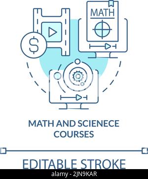 Math and science courses turquoise concept icon Stock Vector