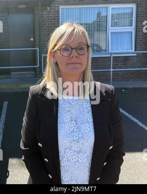 Police Service of Northern Ireland's Detective Chief Inspector Rachel Wilson speaking outside Cookstown PSNI station about Damien Heagney. A reward of £20,000 is being offered for information about the disappearance and murder of the 47-year-old last seen on New Year's Eve. On July 19 police received a report that Damien Heagney from Cookstown, Co Tyrone, was missing. Picture date: Wednesday August 10, 2022. Stock Photo