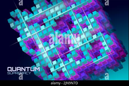 Quantum supremacy high performance computer. Modern technology fast computing web system server. Online connection fast solve problem supercomputer Stock Vector
