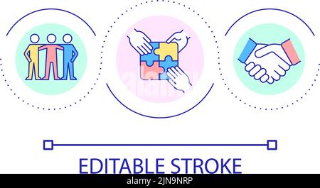 Team building at workplace loop concept icon Stock Vector