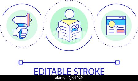 Advertising media channels loop concept icon Stock Vector
