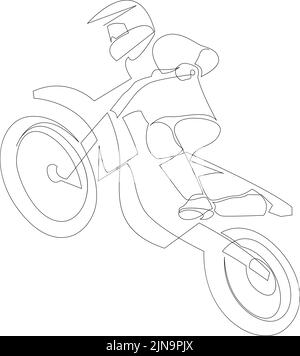 Continuous line drawing of motocross competition. One line motor racing concept. Vector illustration Stock Vector