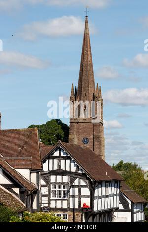 Timber framed cottages at Weobley in Herefordshire Stock Photo