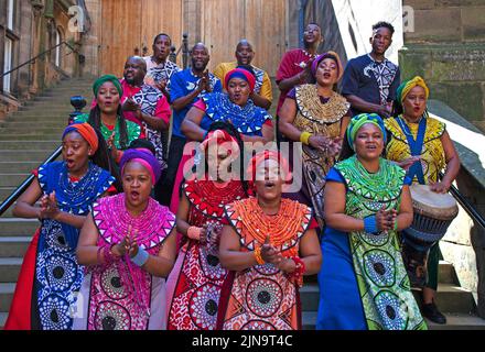 EdFringe: Assembly Hall, The Mound, Edinburgh, Scotland. Wednesday 10 August. 16 members of the Soweto Gospel Choir sing in honour of the father of their rainbow nation, Nelson Mandela, and to celebrate and commemorate South Africa’s democratic movement’s struggle for freedom. Credit Arch White.alamy live news. Stock Photo