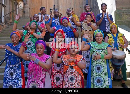 EdFringe: Assembly Hall, The Mound, Edinburgh, Scotland. Wednesday 10 August. Winner of the 2019 Grammy Award for Best World Music Album, 16 members of the Soweto Gospel Choir sing in honour of the father of their rainbow nation, Nelson Mandela, and to celebrate and commemorate South Africa’s democratic movement’s struggle for freedom. Credit Arch White.alamy live news. Stock Photo