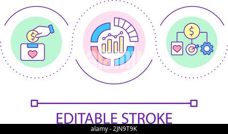 Fundraising research loop concept icon Stock Vector