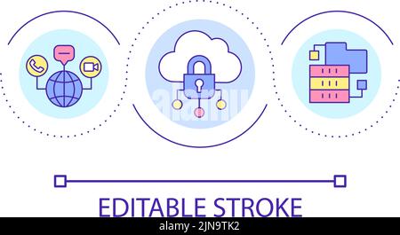 Protecting database in cloud loop concept icon Stock Vector