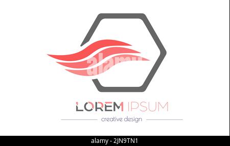 Color wave and hexagon. Abstract logo template. Simple design Stock Vector