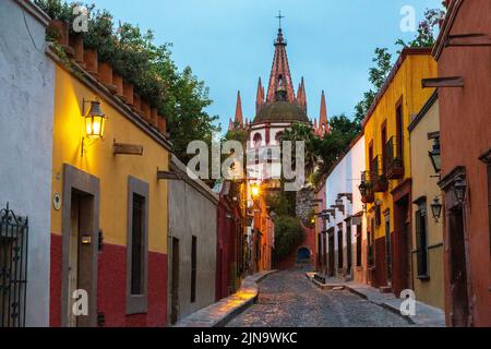 Early morning view of the cobblestone Calle Aldama and the original ...