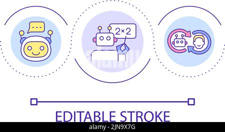 Artificial intelligence replacing humans loop concept icon Stock Vector