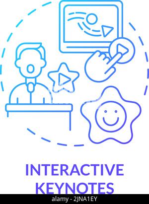 Interactive keynotes blue gradient concept icon Stock Vector