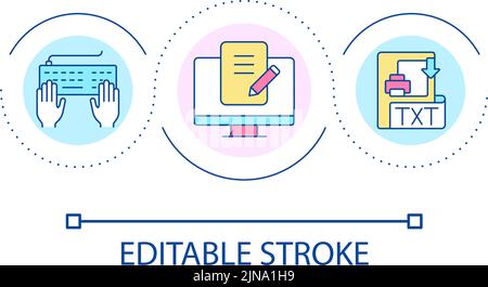 Digital writing skills loop concept icon Stock Vector