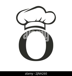 Letter O Restaurant Logo Concept with Chef Hat Vector Template. Restaurant Chef Hat Logo Symbol Stock Vector