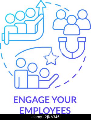 Engage employees blue gradient concept icon Stock Vector