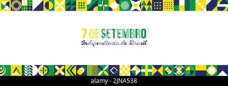 Brazil Independence Day Background. 7 September annual holiday design. 7 de setembro celebration. Independência do Brasil poster. Horizontal banner vector illustration. Neo Geometric pattern concept Stock Vector