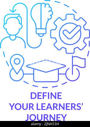 Define learners journey blue gradient concept icon Stock Vector