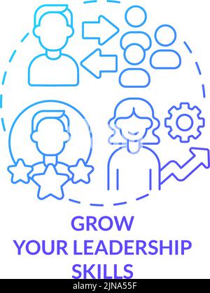 Grow leadership skills blue gradient concept icon Stock Vector
