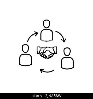Line icon- meeting. Assembly point linear icon. Stock Vector