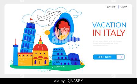 Vacation in Italy - flat design style banner Stock Vector