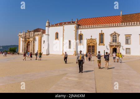 Coimbra, Portugal: 09 July 2022: Main square called Patio das Escolas of Coimbra University. Coimbra, Portugal Stock Photo