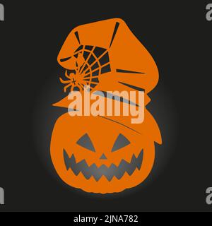 template for laser cutting. Pumpkin Jack in a hat. Vector Stock Vector