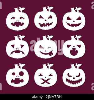 Black pumpkins silhouette. Halloween banner background with Jack o lantern. Stock Vector