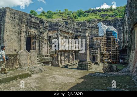 08 18 2006 kailasa temple, ellora cave, aurangabad, maharashtra, India, Asia Stock Photo