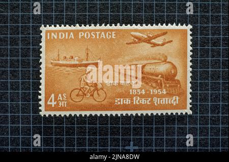 Vintage stamps of Postal Transport centenary, india, asia Stock Photo