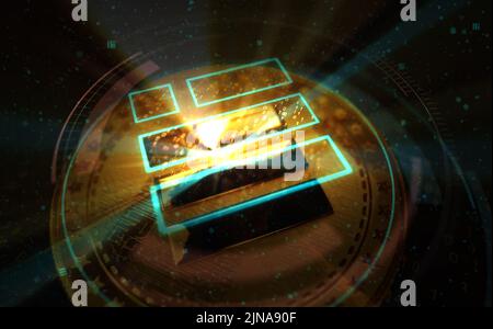 Binance BUSD stablecoin cryptocurrency gold coin on green screen background. Abstract concept 3d illustration. Stock Photo