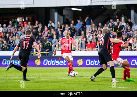 Randers, Denmark. 09th, August 2022. Joao Mario (20) of Benfica seen during the UEFA Champions League qualification match between FC Midtjylland and Benfica at Cepheus Park in Randers. (Photo credit: Gonzales Photo - Balazs Popal). Stock Photo