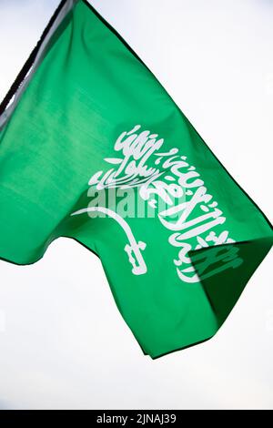 Saudi Arabia flag, Statement translation: There is no God but Allah, Muhammad is the Messenger of Allah. Use it for national day and and country natio Stock Photo