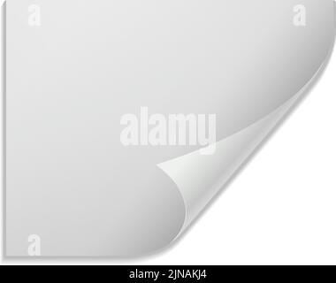 Curled corner sticker. Rectangular paper realistic label Stock Vector