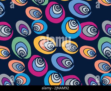 multicolored oval elements on a dark background, abstract vector background. Vector illustration Stock Vector
