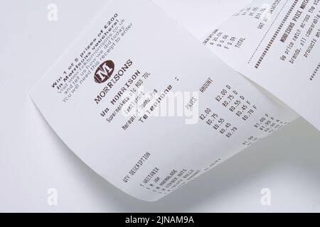 Close up till receipt from Morrisons supermarket Stock Photo