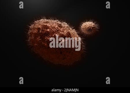 Monkeypox virus. Pathogen closeup microscopic view. 3D render illustration. Stock Photo