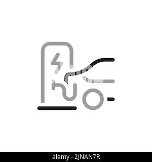 Simple of Car Charging Station Related Vector Line Icon. Contains such Icon as charging car side view. Stock Vector