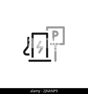 Simple of Car Charging Station Related Vector Line Icon. Contains such Icon as car charging in the parking lot. Stock Vector