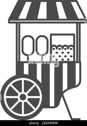 Street food stand. Carnival pocorn cart icon Stock Vector