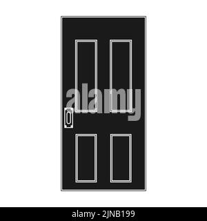 Door entrance vector illustration house solid black. Doorway interior exit isolated white and front architecture room Stock Vector