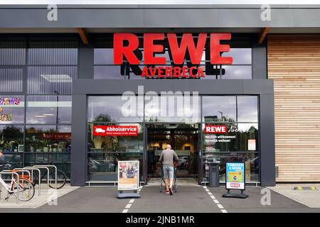 Storefront of a REWE supermarket Stock Photo