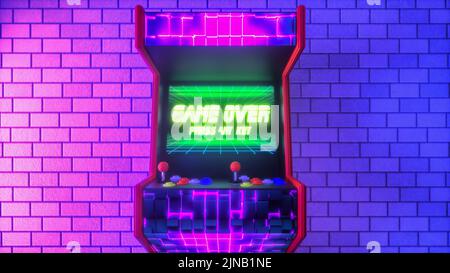 an arcade machine, game over (3d rendering) Stock Photo