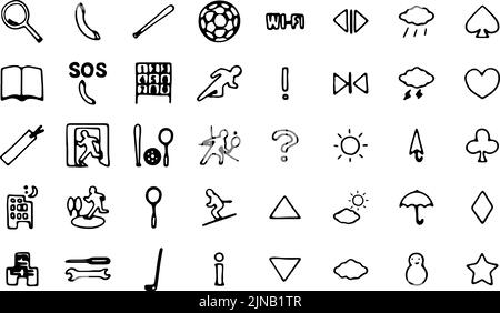 Hand-painted icon set 40 sports and weather Stock Vector