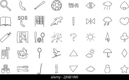 Hand-painted icon set 40 sports and weather Stock Vector