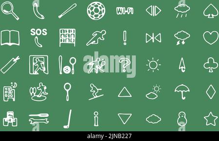 Hand-painted icon set 40 sports and weather Stock Vector