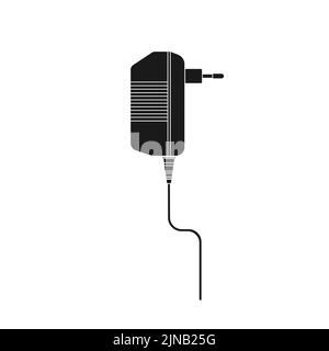 Electric plug vector icon energy power technology illustration sign solid black. Equipment electric plug with cable symbol connection isolated white d Stock Vector