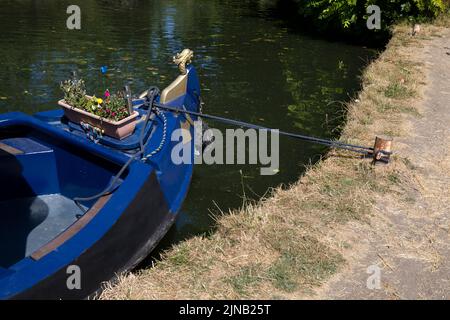 Narrowboat Moored River Stort Burnt Mill Harlow Essex Stock Photo