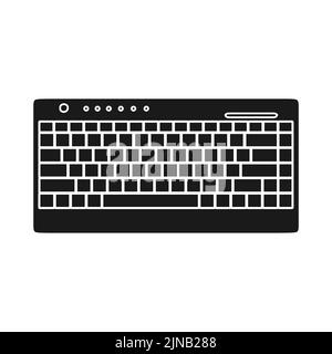 Computer keyboard technology vector illustration equipment solid black with key and button. Office computer keyboard device tool PC. Electronic modern Stock Vector
