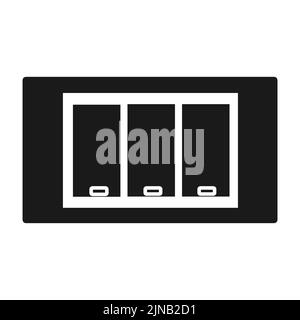 Light switch vector illustration electricity off power icon black solid. Electric button energy and technology symbol isolated white. Wall control and Stock Vector